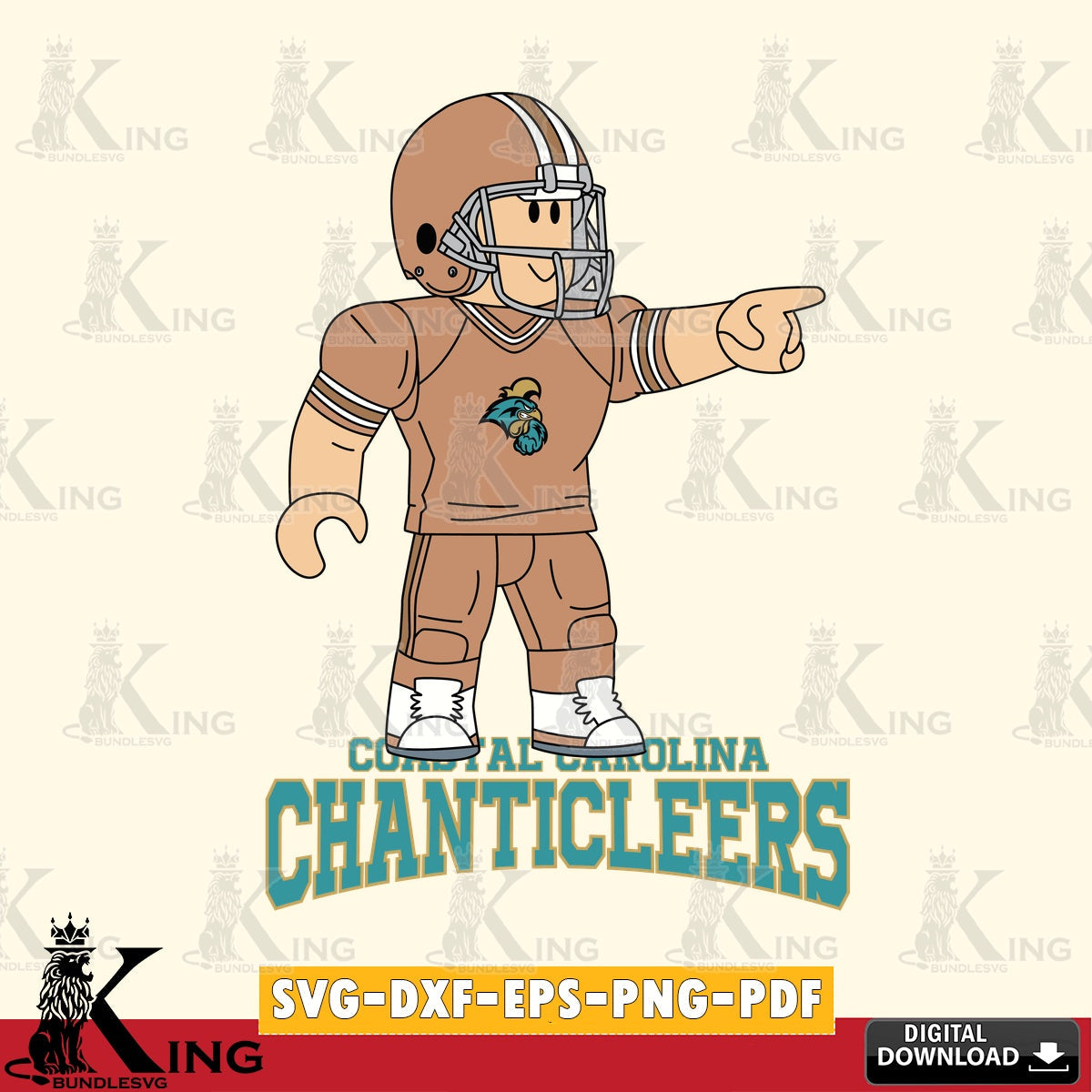Coastal Carolina Chanticleers Roblox Player Football SVG file , NCAA Cricut,  File cut , Digital Download , PDF File