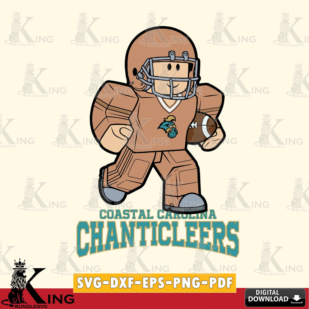 Coastal Carolina Chanticleers Roblox Player Rugby SVG file , NCAA Cricut,  File cut , Digital Download , PDF File