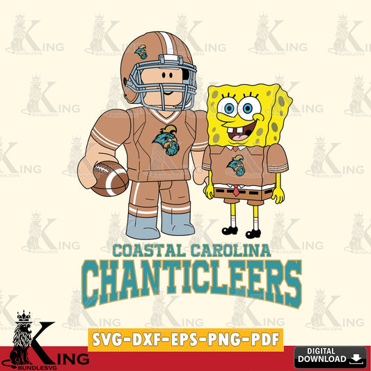Coastal Carolina Chanticleers Roblox & Spongebob Football SVG file , NCAA Cricut,  File cut , Digital Download , PDF File