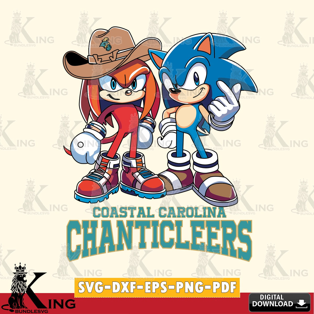 Stylish representation of Coastal Carolina Chanticleers Sonic & Knuckles Football Mascot, a digital file for silhouette cameo and