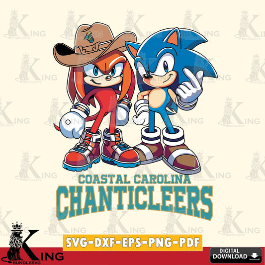 Stylish representation of Coastal Carolina Chanticleers Sonic & Knuckles Football Mascot, a digital file for silhouette cameo and