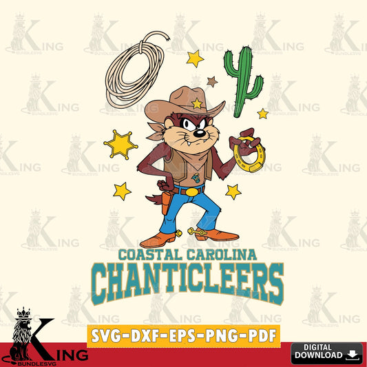 Coastal Carolina Chanticleers Taz Cowboy Western SVG file, Cut file  , Digital Download , Instant Download, Taz svg, NCAA svg