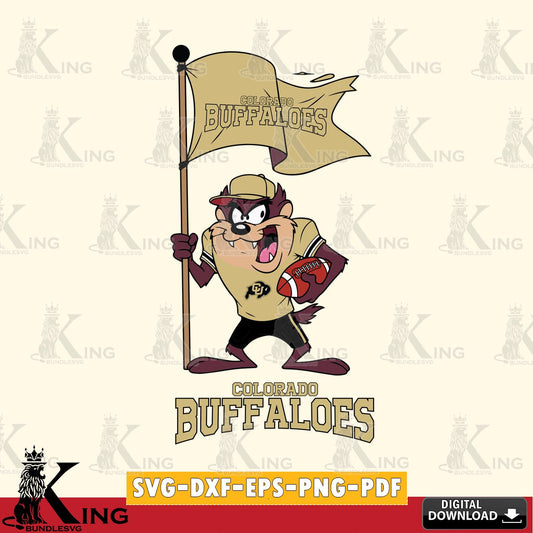 Colorado Buffaloes Football Taz Flag Art SVG file, Cut file  , Digital Download , Instant Download, Taz svg, NCAA svg