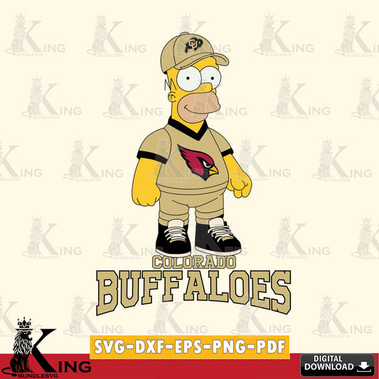 High-quality graphic of Colorado Buffaloes Homer Simpson football, vector illustration for POD merchandise and apparel
