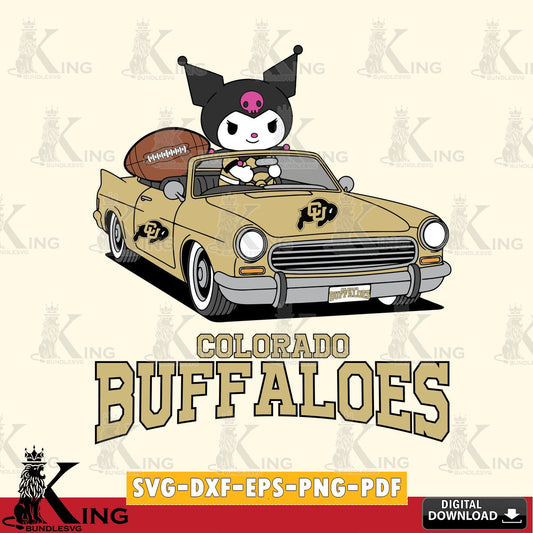 Colorado Buffaloes Kuromi Car Football Game SVG file, Cricut, Cut file  , Digital Download , Instant Download, Sanrio svg, Clipart
