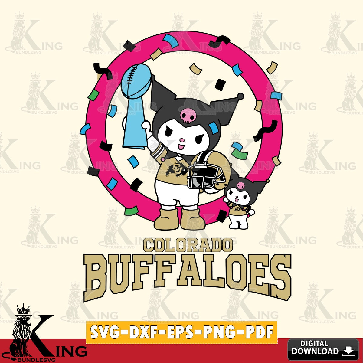 Colorado Buffaloes Kuromi Football Champion SVG file, Cricut, Cut file  , Digital Download , Instant Download, Sanrio svg, Clipart