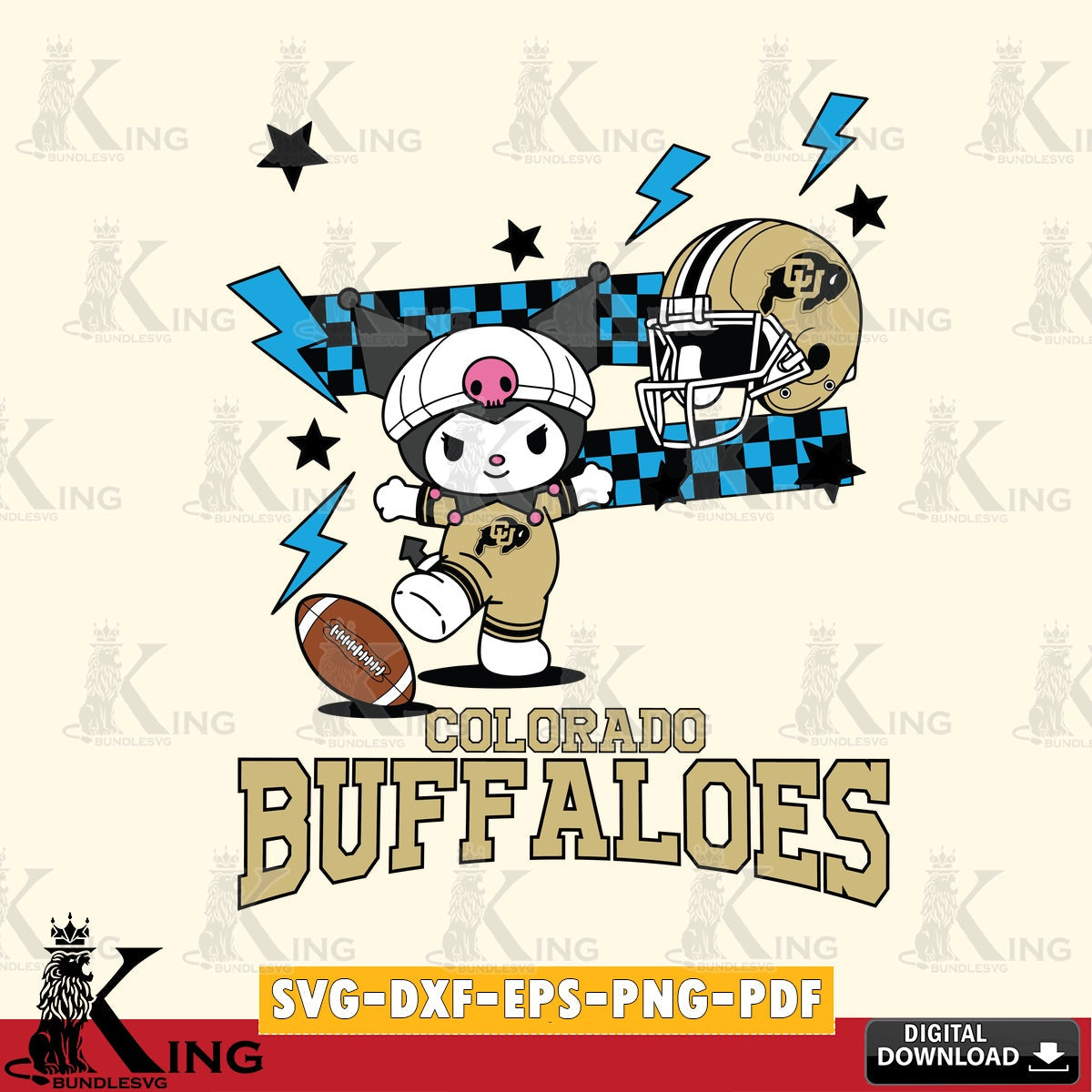 Colorado Buffaloes Kuromi Game Day SVG file, Cricut, Cut file  , Digital Download , Instant Download, Sanrio svg, Clipart