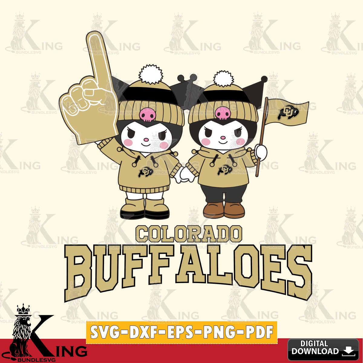 Colorado Buffaloes Kuromi rugby Fan SVG file, Cricut, Cut file  , Digital Download , Instant Download, Sanrio svg, Clipart