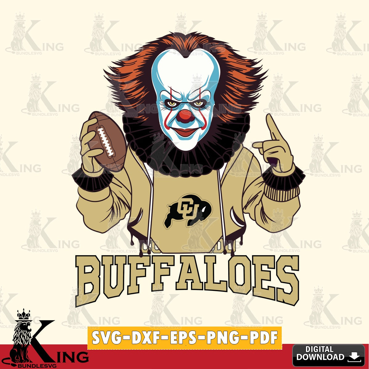 Digital download featuring a Colorado Buffaloes Pennywise football player, high-quality vector for DIY scrapbooking and home