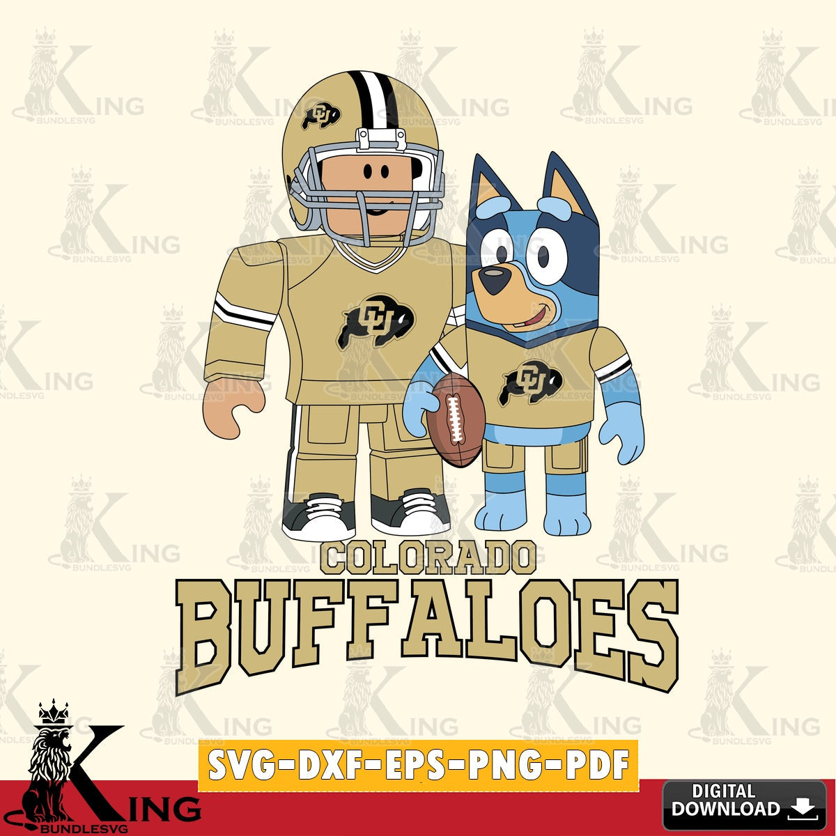 Colorado Buffaloes Roblox & Bluey Football SVG file , NCAA Cricut,  File cut , Digital Download , PDF File