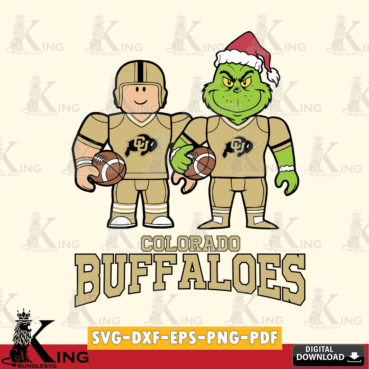 Colorado Buffaloes Roblox & Grinch Football SVG file , NCAA Cricut,  File cut , Digital Download , PDF File