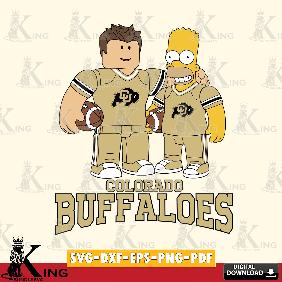 Colorado Buffaloes Roblox & Homer Simpson Football SVG file , NCAA Cricut,  File cut , Digital Download , PDF File