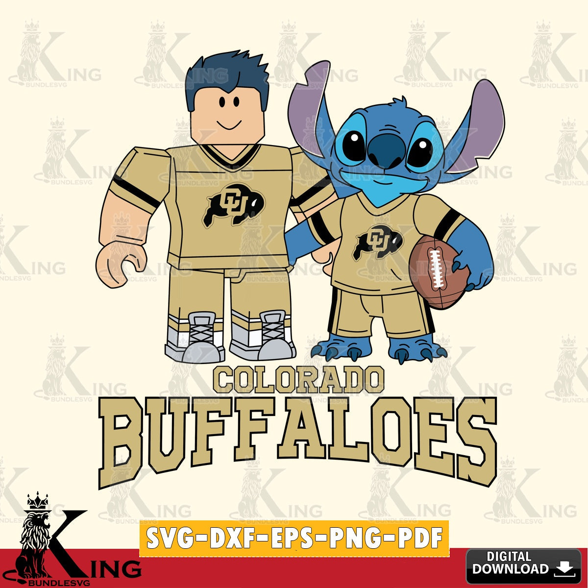Colorado Buffaloes Roblox & Stitch Football SVG file , NCAA Cricut,  File cut , Digital Download , PDF File
