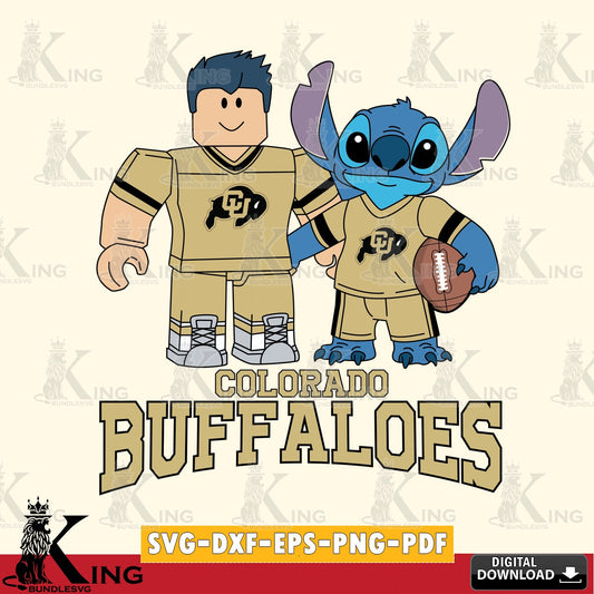 Colorado Buffaloes Roblox & Stitch Football SVG file , NCAA Cricut,  File cut , Digital Download , PDF File