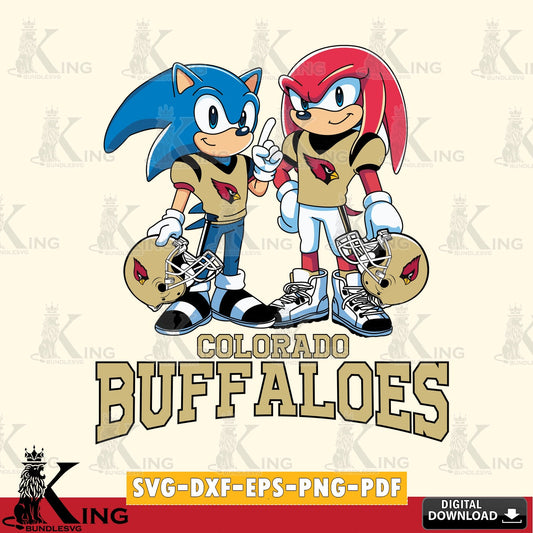 Artistic drawing of Colorado Buffaloes Sonic and Knuckles football vector art for engraving, cutting, and printing