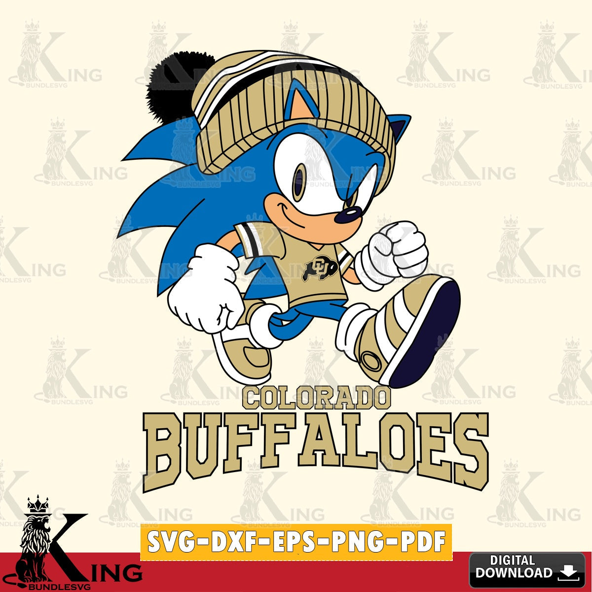 Digital download featuring Colorado Buffaloes Sonic Football digital clipart compatible with laser engraving and cutting