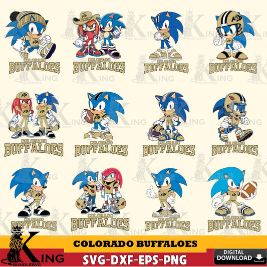 Jumbo collection of Colorado Buffaloes Sonic & Knuckles NCAA Football bundle, high-quality vector for DIY scrapbooking and home