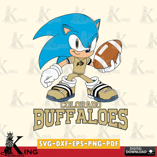 Digital download featuring Colorado Buffaloes Sonic Rugby vector illustration for POD merchandise and apparel