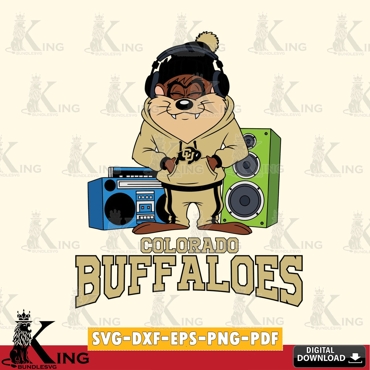 Colorado Buffaloes Taz Hip Hop SVG file, Cut file  , Digital Download , Instant Download, Taz svg, NCAA svg