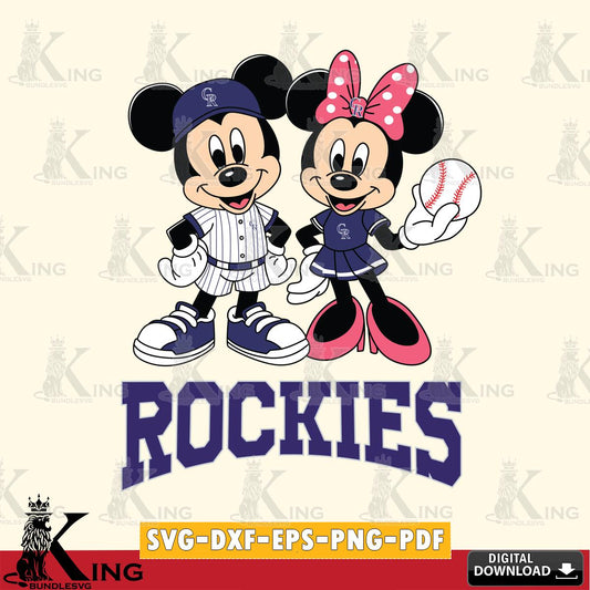 Colorado Rockies Baseball Mickey Minnie Mouse SVG File, MLB for Cricut, Silhouette, Digital Download , file cut
