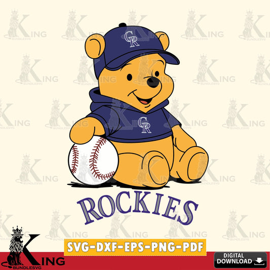 Artistic drawing of Colorado Rockies Baseball Star Teddy, digital clipart compatible with laser engraving and cutting