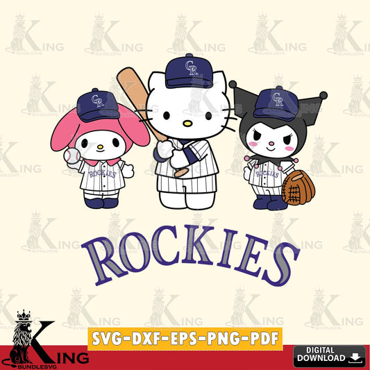 Detailed illustration of Colorado Rockies cute kawaii friends SVG cut file for personalized gifts and laser projects