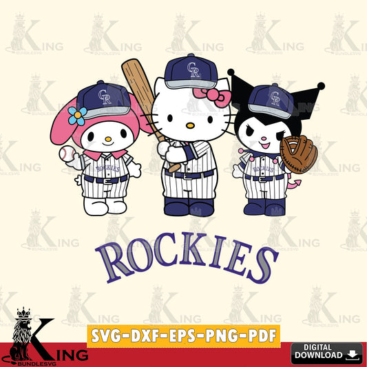 Digital clipart of Colorado Rockies Kawaii team baseball player, PNG clipart for sublimation printing and graphic design