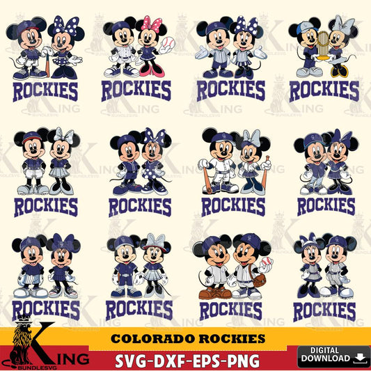 Colorado Rockies Mickey Minnie MLB Bundle SVG DXF EPS PNG PDF, MLB for Cricut, Silhouette, Digital Download , file cut