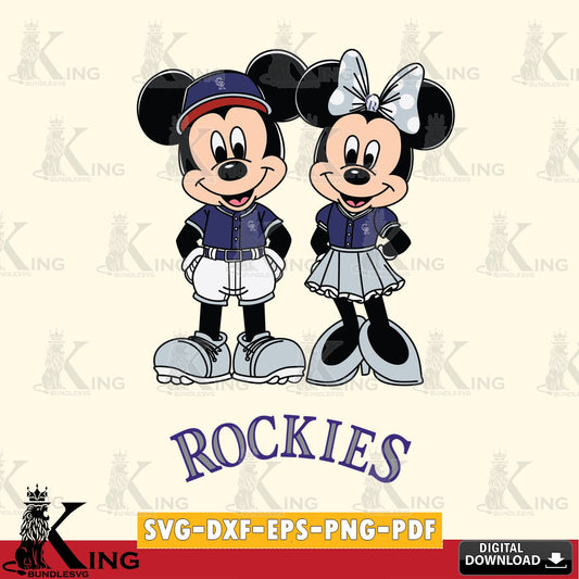 Colorado Rockies Mickey Minnie Mouse Baseball SVG file , For Cricut,  File cut , Digital Download , PDF File, Cut Files