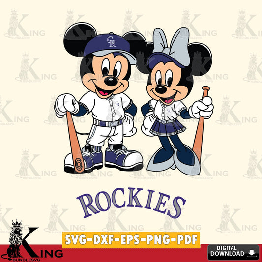 Colorado Rockies Mickey Minnie Mouse player SVG file , For Cricut,  File cut , Digital Download , PDF File, Cut Files