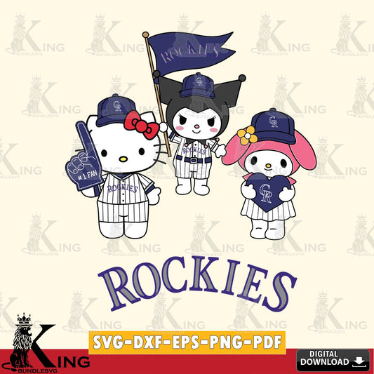 Stylish representation of Colorado Rockies Sanrio Squad Cute, a digital file for silhouette cameo and cricut projects