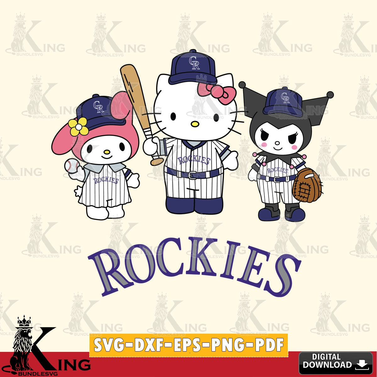 Ultimate set containing Colorado Rockies Squad kitty kuromi melody digital file for silhouette cameo and cricut projects