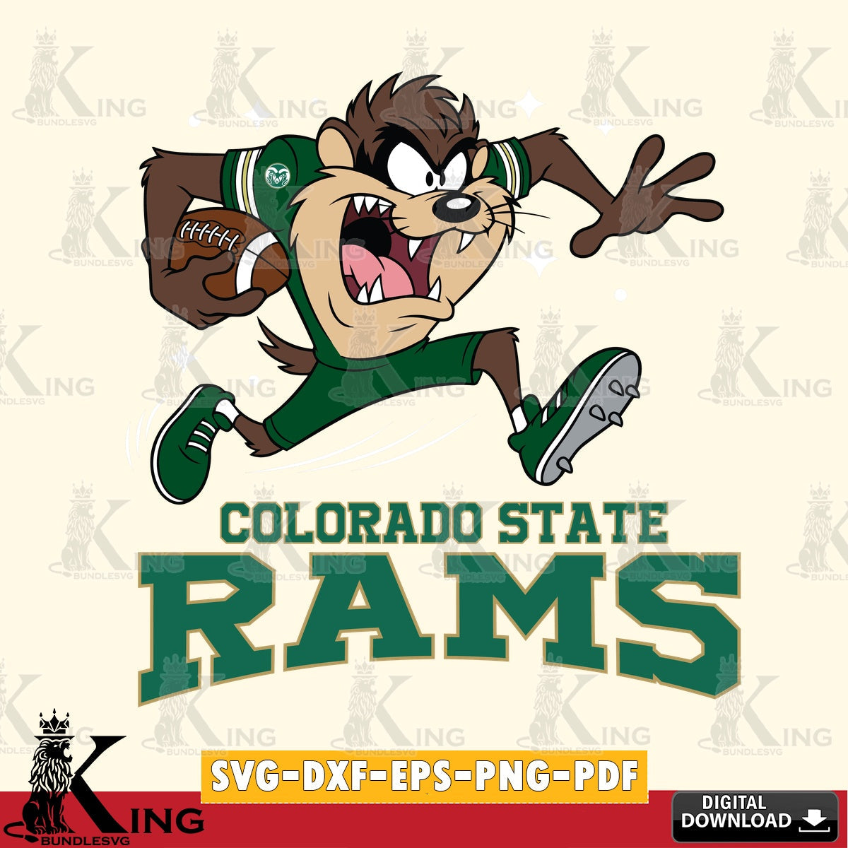 Colorado State Rams Angry Taz Football SVG file, Cut file  , Digital Download , Instant Download, Taz svg, NCAA svg