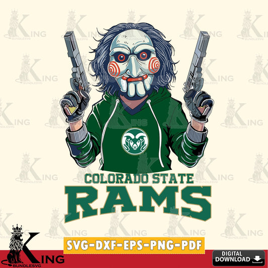 Vector design showing Colorado State Rams Jigsaw Billy Football, a digital download for Cricut Maker and paper crafts