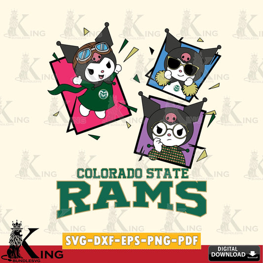 Colorado State Rams Kuromi Action Football SVG file, Cricut, Cut file  , Digital Download , Instant Download, Sanrio svg, Clipart