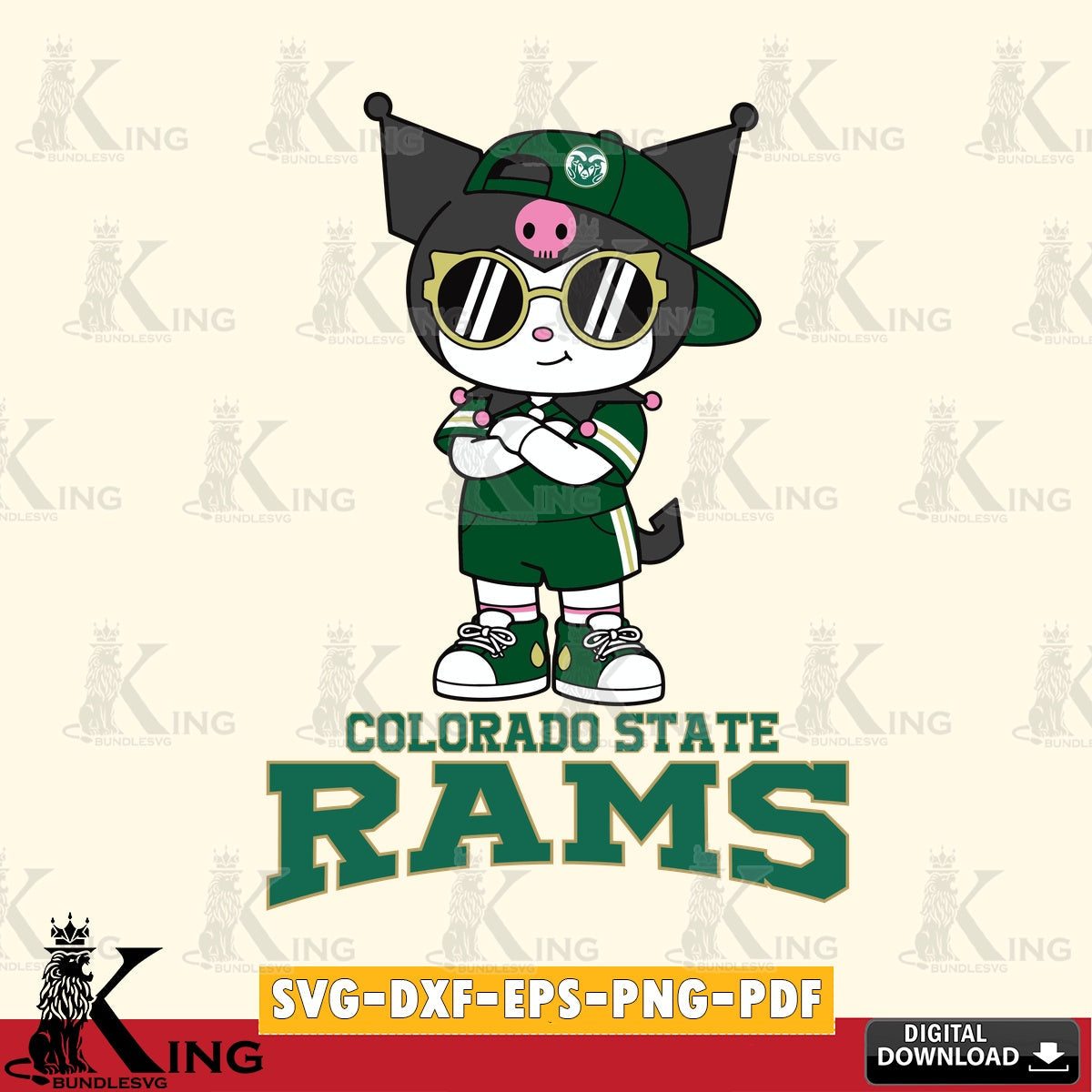 Colorado State Rams Kuromi Football Jersey SVG file, Cricut, Cut file  , Digital Download , Instant Download, Sanrio svg, Clipart