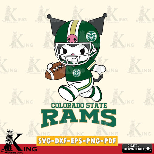 Colorado State Rams Kuromi Football Run SVG file, Cricut, Cut file  , Digital Download , Instant Download, Sanrio svg, Clipart