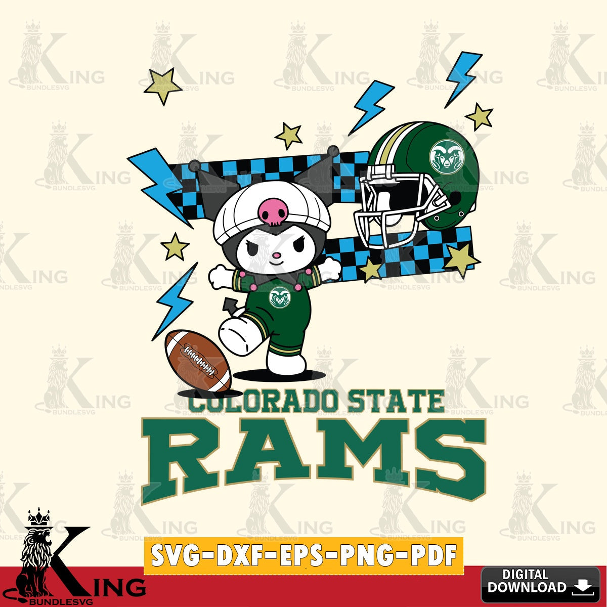 Colorado State Rams Kuromi Game Day SVG file, Cricut, Cut file  , Digital Download , Instant Download, Sanrio svg, Clipart