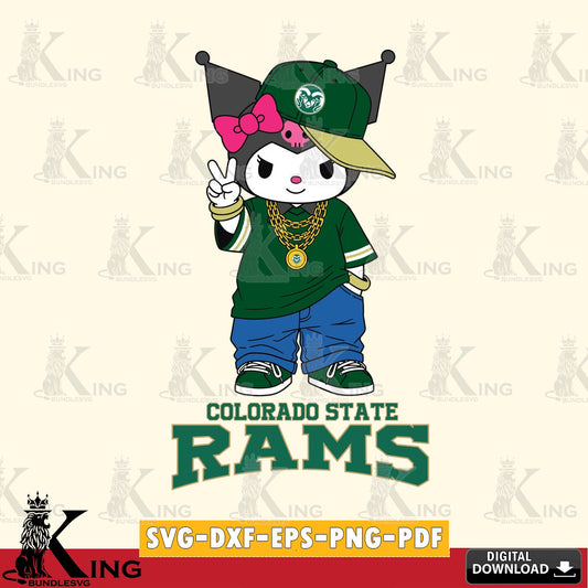 Colorado State Rams Kuromi Streetwear Style SVG file, Cricut, Cut file  , Digital Download , Instant Download, Sanrio svg, Clipart