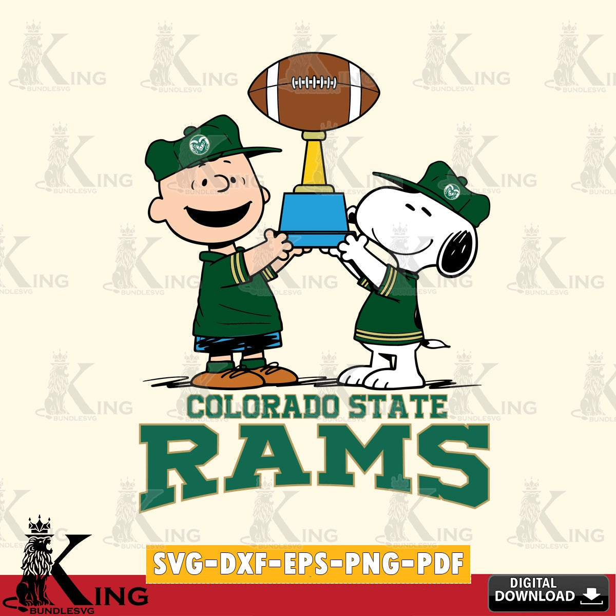 Colorado State Rams Peanuts Football Trophy SVG, Cricut, Cut file  , Digital Download , Instant Download, Peanuts svg, NCAA svg, Football svg, Sport svg