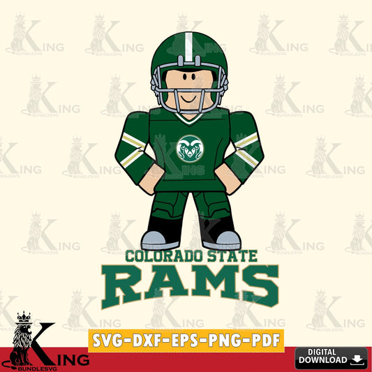 Hand-drawn style art of Colorado State Rams Roblox cool football, NCAA Cricut, File cut, Digital PNG clipart for sublimation