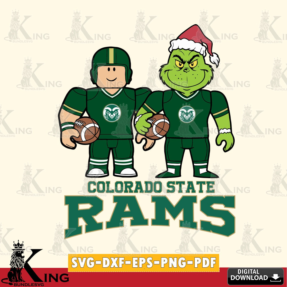 Colorado State Rams Roblox & Grinch Football SVG file , NCAA Cricut,  File cut , Digital Download , PDF File