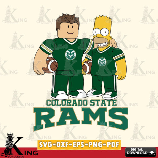 Colorado State Rams Roblox & Homer Simpson Football SVG file , NCAA Cricut,  File cut , Digital Download , PDF File