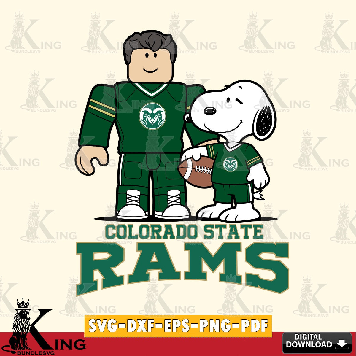 Colorado State Rams Roblox & Snoopy Football SVG file , NCAA Cricut,  File cut , Digital Download , PDF File