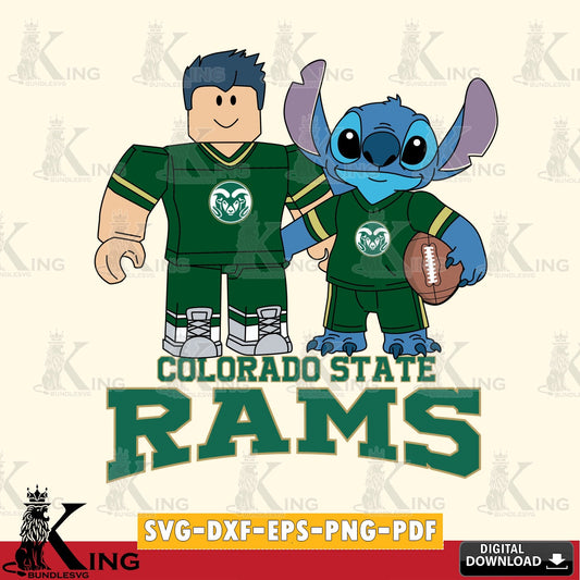 Colorado State Rams Roblox & Stitch Football SVG file , NCAA Cricut,  File cut , Digital Download , PDF File