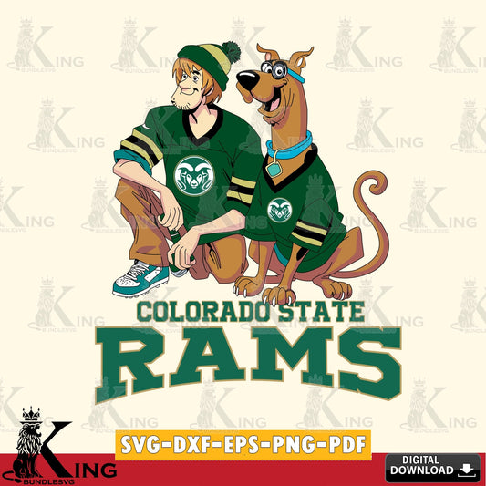 Eye-catching graphic of Colorado State Rams Shaggy and Scooby Doo football, a crafting file for iron-on transfer and vinyl decals.