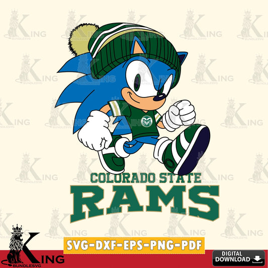 Modern graphic depicting Colorado State Rams Sonic Football, digital download for Cricut Maker and paper crafts.