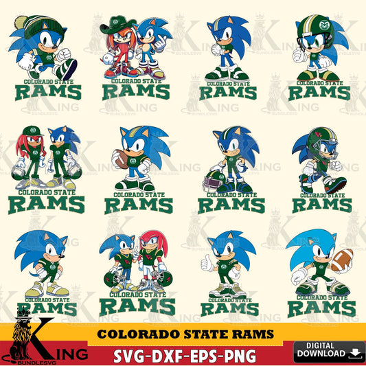Huge collection of Colorado State Rams Sonic & Knuckles NCAA Football Bundle versatile clip art for stickers, decals, and mugs