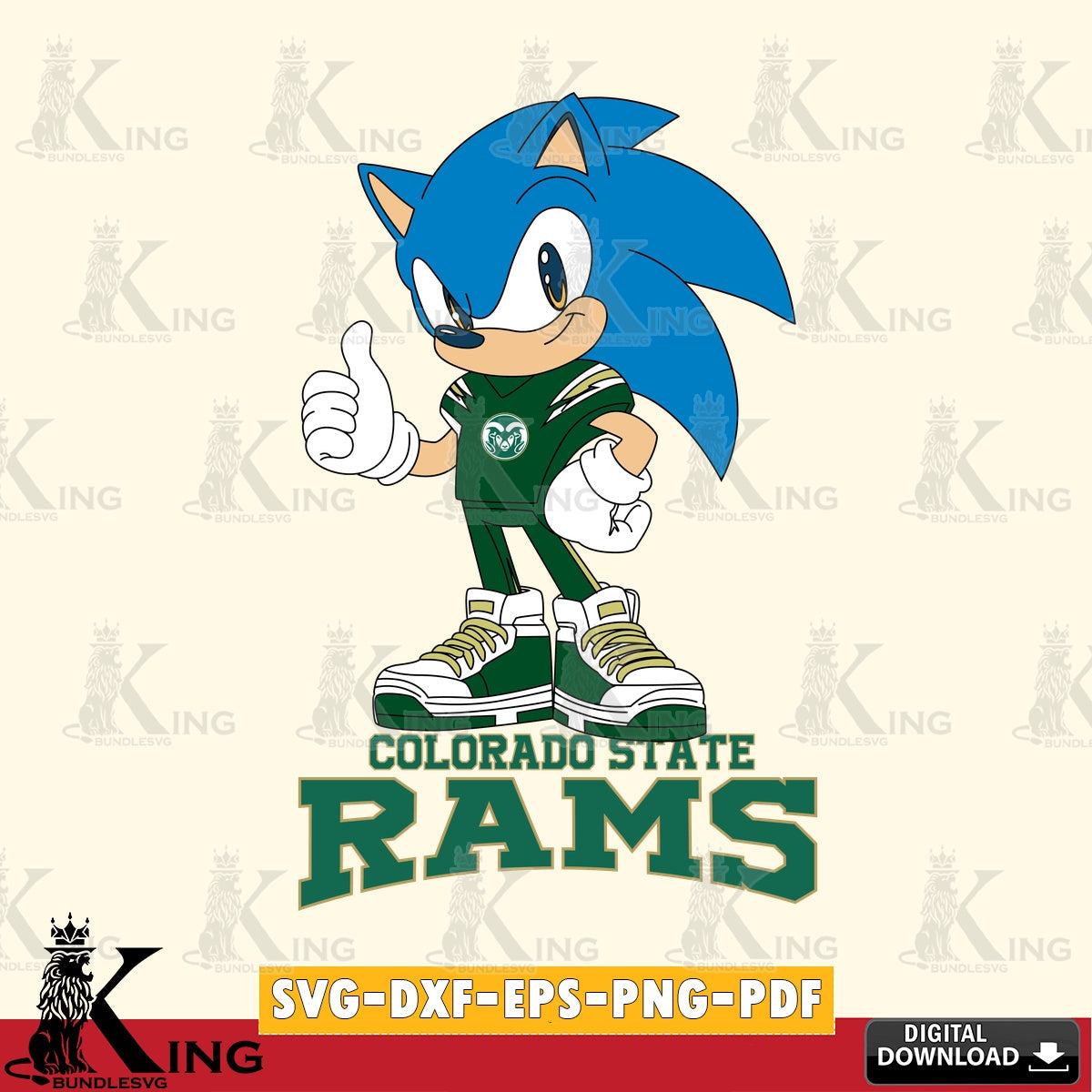 Detailed illustration of a Colorado State Rams Sonic Like Football design, a cut file ideal for vinyl projects and T-shirt
