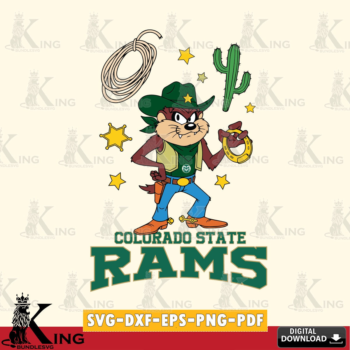 Colorado State Rams Taz Cowboy Western SVG file, Cut file  , Digital Download , Instant Download, Taz svg, NCAA svg